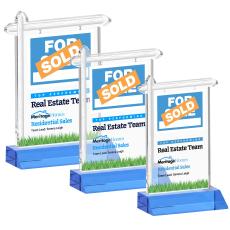 Real Estate Full Color Sky Blue Unique Crystal Award - Full Color Imprint