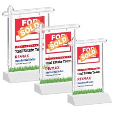 Real Estate Full Color White Unique Crystal Award - Full Color Imprint