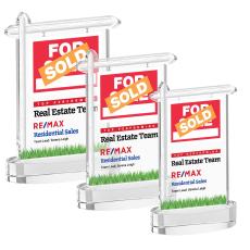 Real Estate Full Color Clear on Alberton Base Unique Crystal Award - Full Color Imprint