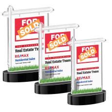Real Estate Full Color Black on Alberton Base Unique Crystal Award - Full Color Imprint