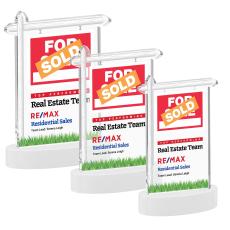 Real Estate Full Color White on Alberton Base Unique Crystal Award - Full Color Imprint