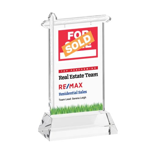 Awards and Trophies - Crystal Awards - Real Estate Full Color Clear on Hartford Base Unique Crystal Award