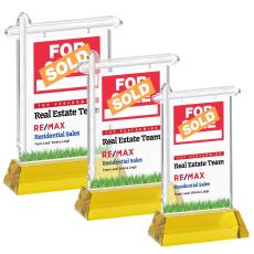 Real Estate Full Color Gold on Hartford Base Unique Crystal Award - Awards and Trophies