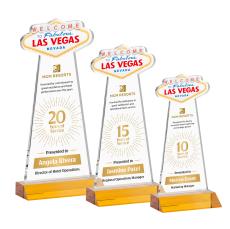 Las Vegas Full Color Amber Unique Crystal Award - Awards and Trophies