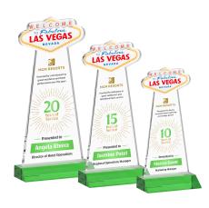 Las Vegas Full Color Green Unique Crystal Award - Colored Crystal Awards
