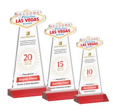 Las Vegas Full Color Red Unique Crystal Award - Colored Crystal Awards