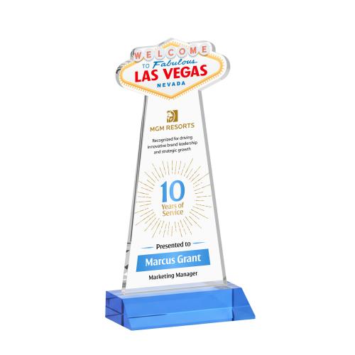 Awards and Trophies - Crystal Awards - Las Vegas Full Color Sky Blue Unique Crystal Award