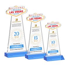 Las Vegas Full Color Sky Blue Unique Crystal Award - Full Color Imprint