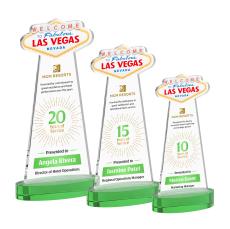 Las Vegas Full Color Green on Alberton Base Unique Crystal Award - Colored Crystal Awards