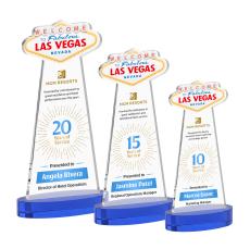 Las Vegas Full Color Blue on Alberton Base Unique Crystal Award - Colored Crystal Awards