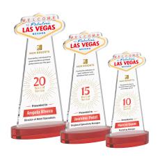 Las Vegas Full Color Red on Alberton Base Unique Crystal Award - Colored Crystal Awards