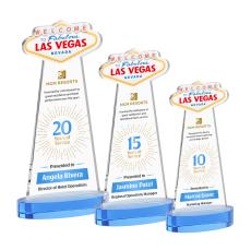 Las Vegas Full Color Sky Blue on Alberton Base Unique Crystal Award - Full Color Imprint
