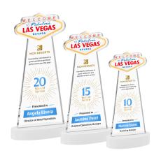 Las Vegas Full Color White on Alberton Base Unique Crystal Award - Full Color Imprint