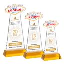 Las Vegas Full Color Amber on Hartford Base Unique Crystal Award