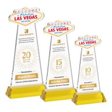 Las Vegas Full Color Gold on Hartford Base Unique Crystal Award - Full Color Imprint