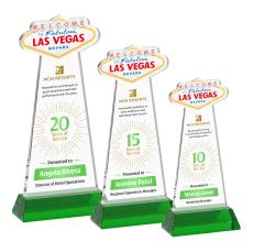 Las Vegas Full Color Green on Hartford Base Unique Crystal Award - Colored Crystal Awards