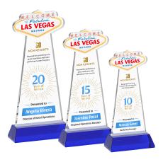 Las Vegas Full Color Blue on Hartford Base Unique Crystal Award - Colored Crystal Awards