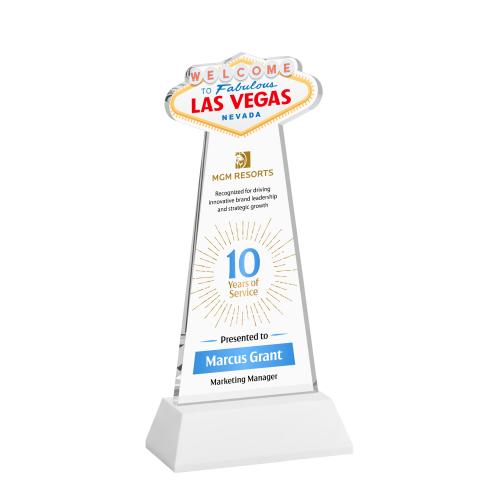 Awards and Trophies - Crystal Awards - Las Vegas Full Color White on Hartford Base Unique Crystal Award
