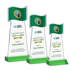 Flag Full Color Green Unique Crystal Award - Unique Awards