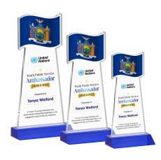 Flag Full Color Blue Unique Crystal Award - Patriotic Awards