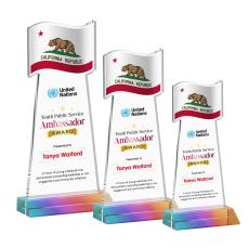 Flag Full Color Prismatic Unique Crystal Award - Patriotic Awards