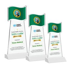 Flag Full Color White Unique Crystal Award - Patriotic Awards