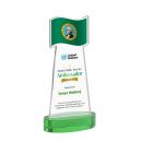 Flag Full Color Green on Alberton Base Unique Crystal Award