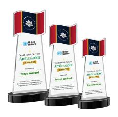 Flag Full Color Black on Alberton Base Unique Crystal Award - Unique Awards