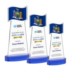 Flag Full Color Blue on Alberton Base Unique Crystal Award - Unique Awards