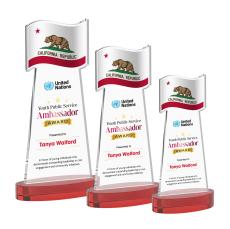 Flag Full Color Red on Alberton Base Unique Crystal Award - Unique Awards