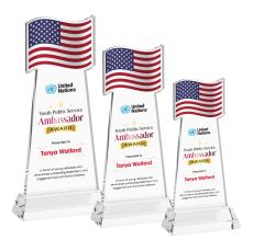 Flag Full Color Clear on Hartford Base Unique Crystal Award - Unique Awards