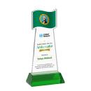 Flag Full Color Green on Hartford Base Unique Crystal Award