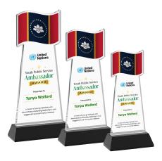 Flag Full Color Black on Hartford Base Unique Crystal Award - Unique Awards