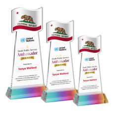 Flag Full Color Prismatic on Hartford Base Unique Crystal Award - Unique Awards