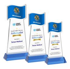 Flag Full Color Sky Blue on Hartford Base Unique Crystal Award - Unique Awards