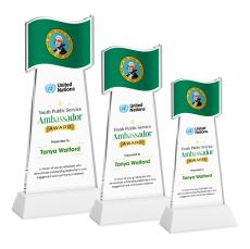 Flag Full Color White on Hartford Base Unique Crystal Award - Unique Awards