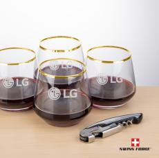 Swiss Force Opener & Tucson Gold Rim Stemless Wine - Gift Sets