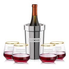 Milano Wine Cooler & Tucson Gold Rim Stemless Wine - Corporate Gifts