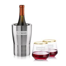 Genoa Wine Cooler & Tucson Gold Rim Stemless Wine - Barware