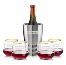 Genoa Wine Cooler & Tucson Gold Rim Stemless Wine - Corporate Gifts