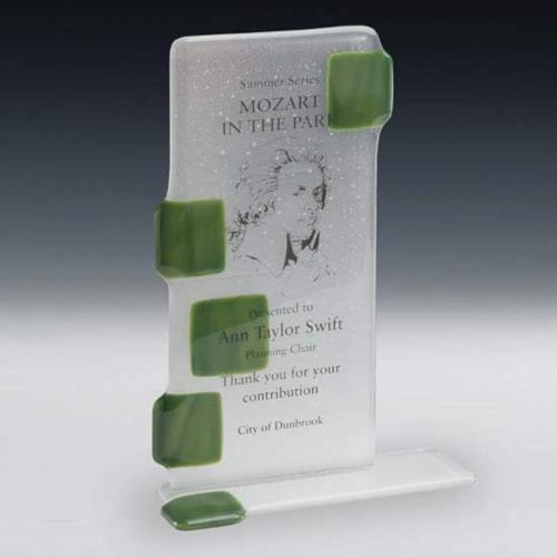 Awards and Trophies - Crystal Awards - Glass Awards - Art Glass Awards - Abacus Rectangle Glass Award