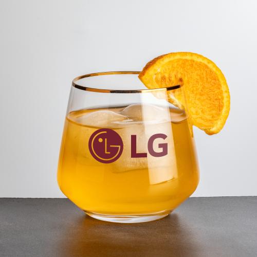 Corporate Gifts - Barware - On the Rocks Glasses - Tucson OTR/DOF Gold Rim - Imprinted