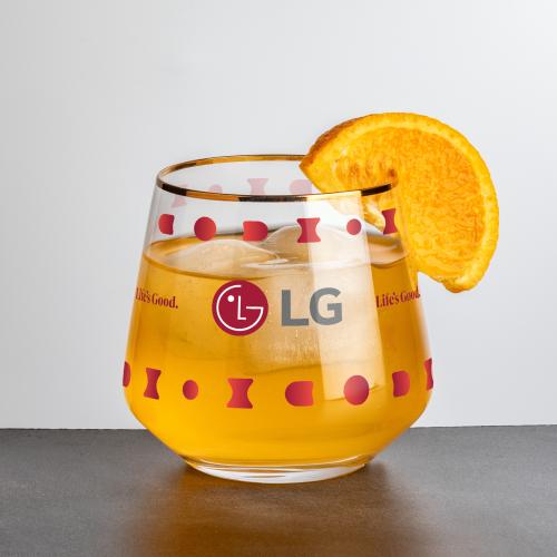 Corporate Gifts - Barware - On the Rocks Glasses - Tucson OTR/DOF Gold Rim - Full Color