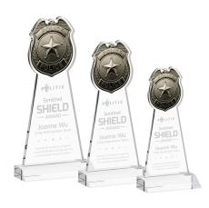 Police Badge Clear Unique Crystal Award - Awards and Trophies