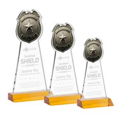 Police Badge Amber Unique Crystal Award - Awards and Trophies