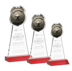 Police Badge Red Unique Crystal Award - Awards and Trophies