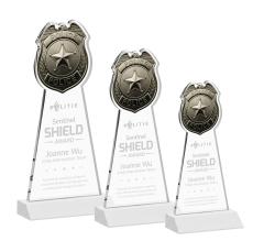 Police Badge White Unique Crystal Award - Awards and Trophies