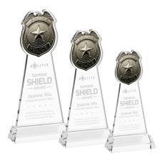 Police Badge Clear on Hartford Base Unique Crystal Award - Awards and Trophies