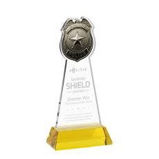 Police Badge Gold on Hartford Base Unique Crystal Award - Awards and Trophies