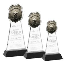 Police Badge Black on Hartford Base Unique Crystal Award - Awards and Trophies